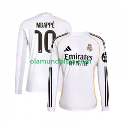 Camisola Real Madrid Mbappé Kylian 10 Homem Equipamento Primeiro 2025-2026 Manga Comprida